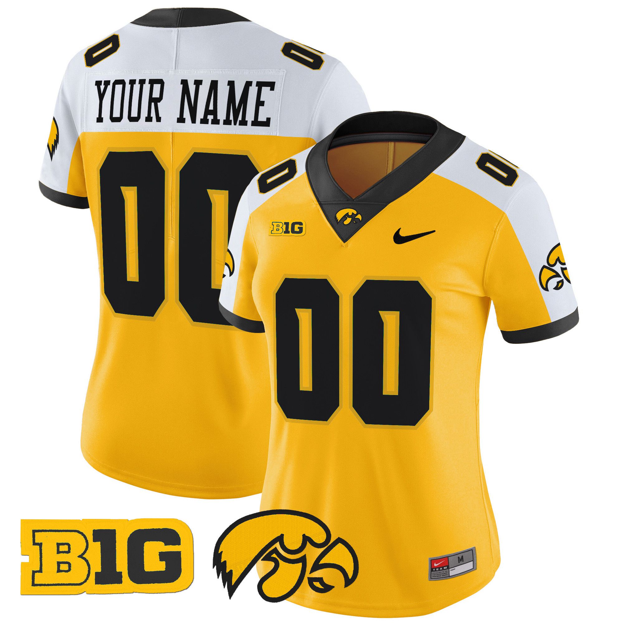 Women Iowa Hawkeyes Yellow Nike 2024 Vapor Limited Custom NCAA Jersey